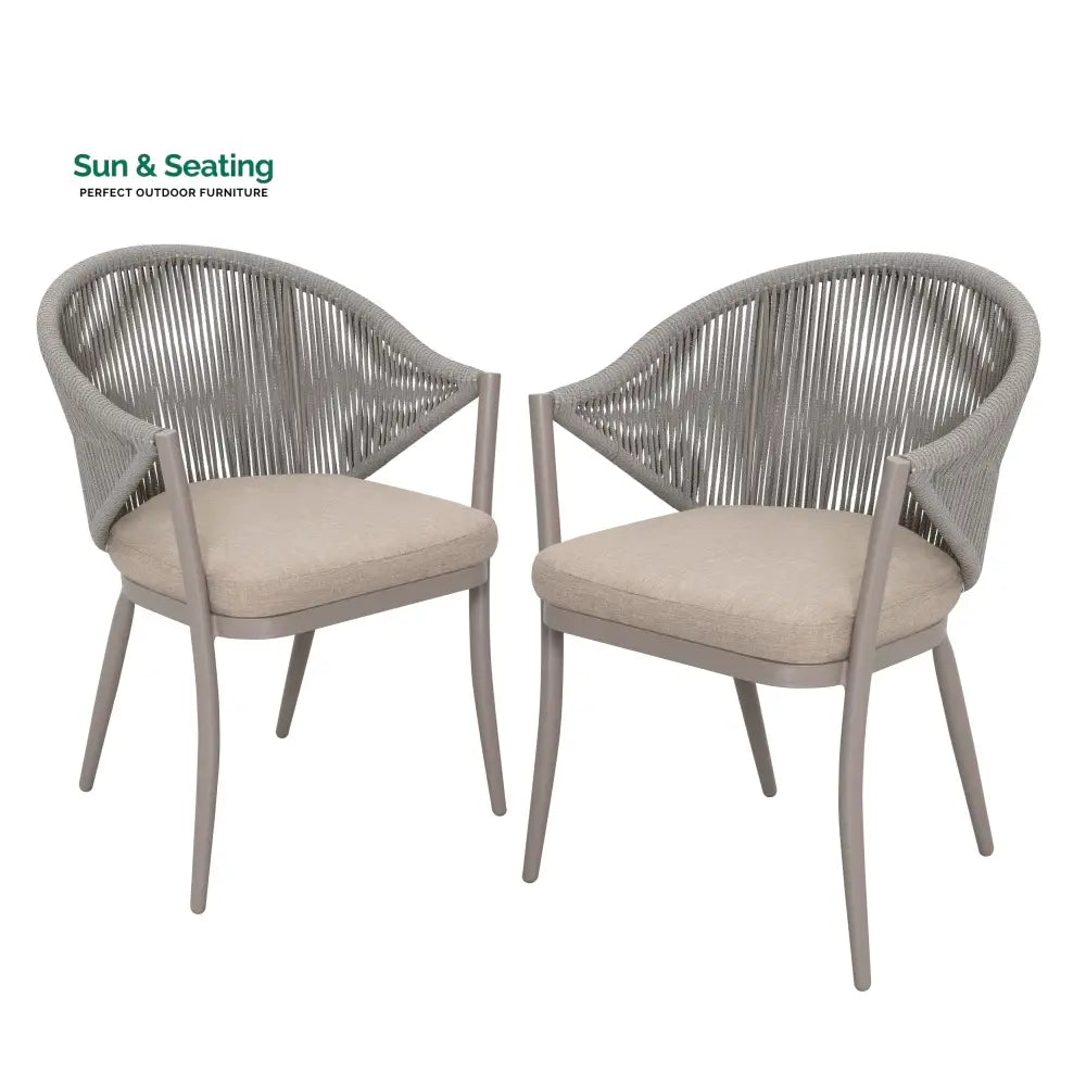 Detect Outdoor Patio Seating Set 2 Chairs and 1 Table Set (Grey) Braided &amp; Rope Coffee Table Sets