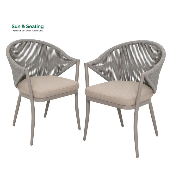 Detect Outdoor Patio Seating Set 2 Chairs and 1 Table Set (Grey) Braided &amp; Rope Coffee Table Sets