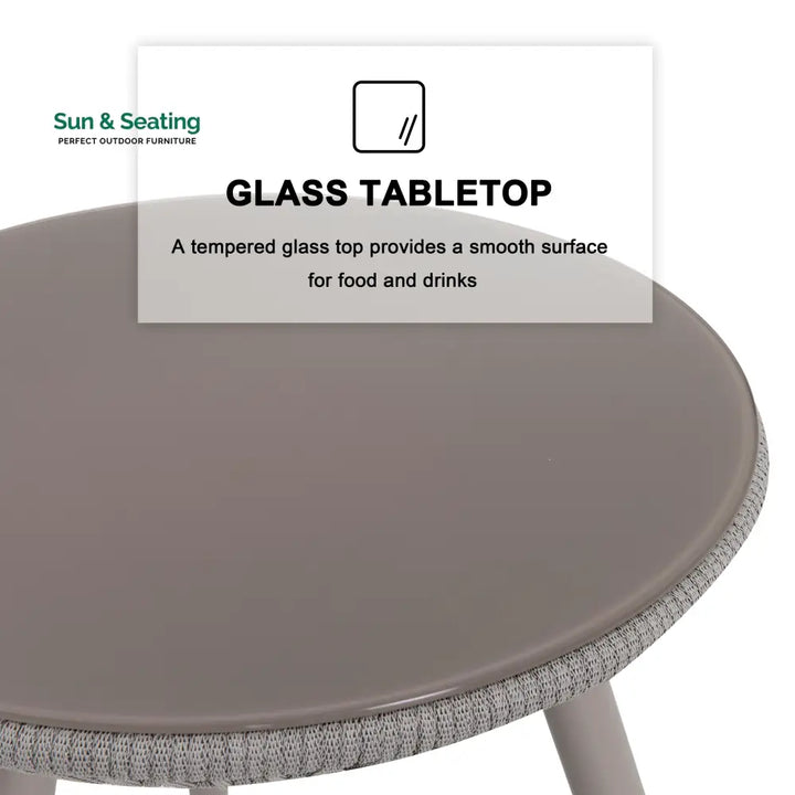Detect Outdoor Patio Seating Set 2 Chairs and 1 Table Set (Grey) Braided &amp; Rope Coffee Table Sets