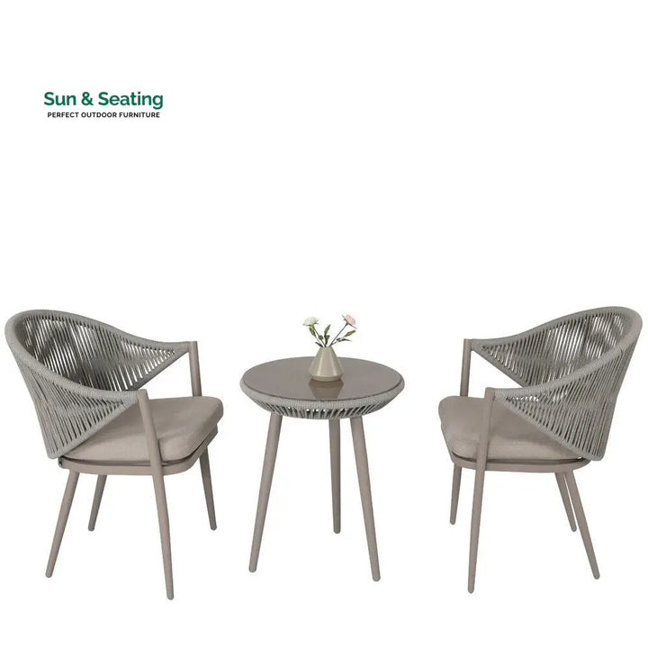 Detect Outdoor Patio Seating Set 2 Chairs and 1 Table Set (Grey) Braided &amp; Rope Coffee Table Sets