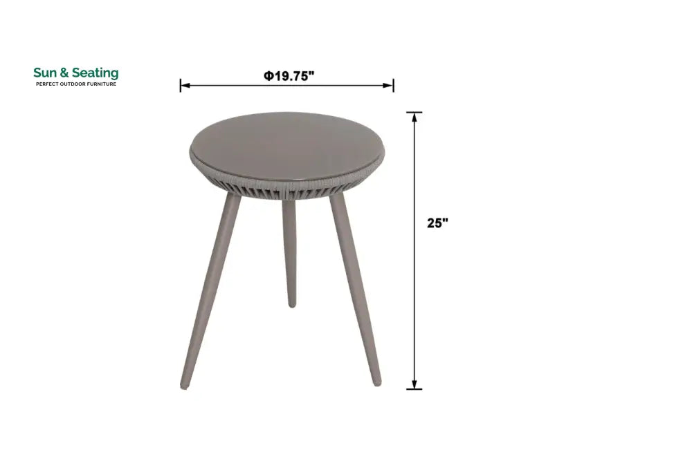 Detect Outdoor Patio Seating Set 2 Chairs and 1 Table Set (Grey) Braided &amp; Rope Coffee Table Sets