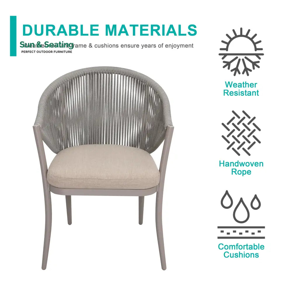 Detect Outdoor Patio Seating Set 2 Chairs and 1 Table Set (Grey) Braided &amp; Rope Coffee Table Sets