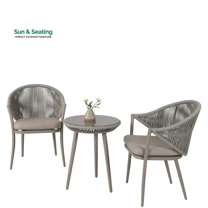Detect Outdoor Patio Seating Set 2 Chairs and 1 Table Set (Grey) Braided &amp; Rope Coffee Table Sets