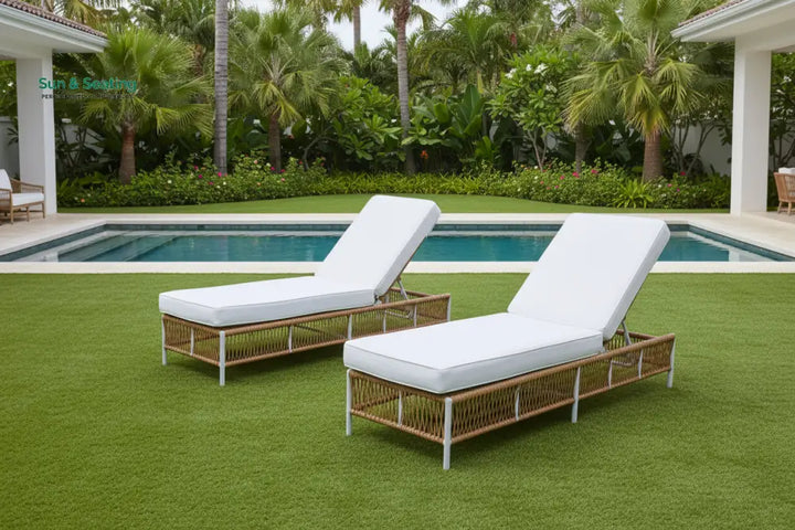 Dezire Outdoor Swimming Poolside Lounger Set of 2 (Honey) Loungers