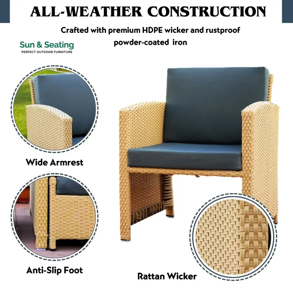 Dhanvi Outdoor 5 Piece Patio Wicker All Weather Sectional Furniture Set Patio Sofa Set