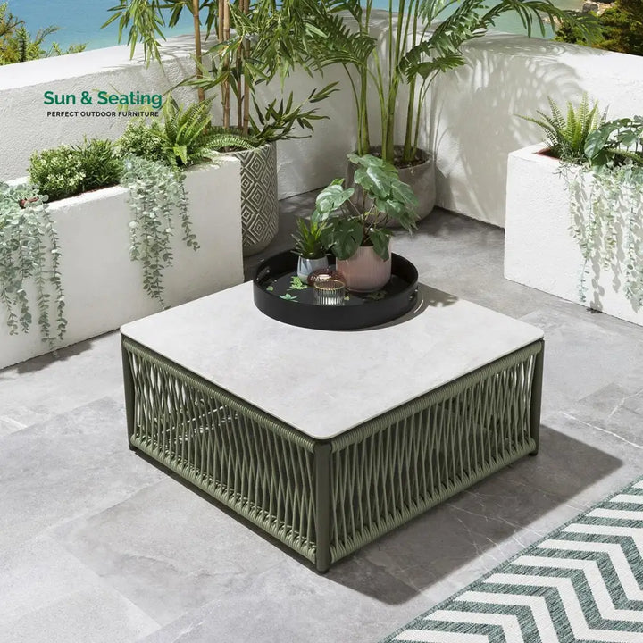 Dieter Outdoor Sofa Set 9 Seater and 2 Center Table Set (Green) Braided &amp; Rope Sofa Sets