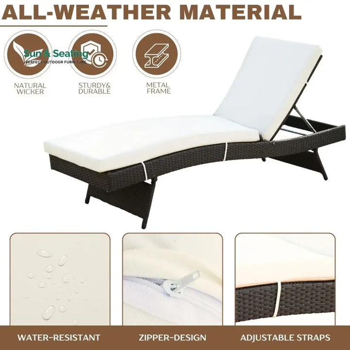 Dima Outdoor All-Weather Wicker Lounger with Cushions Lounger Set
