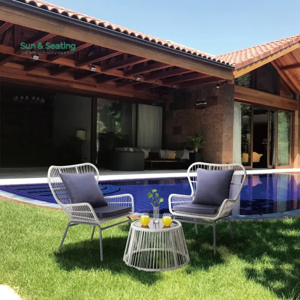 Dino Outdoor Patio Seating Set 2 Chairs and 1 Table Set (Silver) Coffee Table Sets