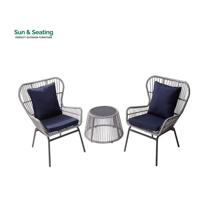 Dino Outdoor Patio Seating Set 2 Chairs and 1 Table Set (Silver) Coffee Table Sets