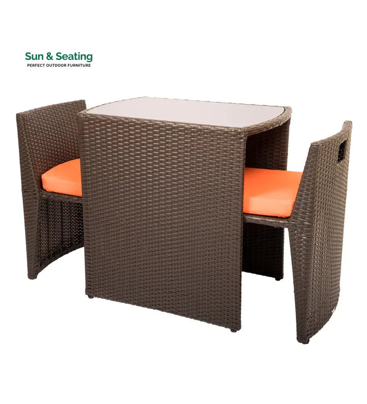 Diski Outdoor Patio Seating Set 2 Chairs and 1 Table Set (Brown) Coffee Table Sets
