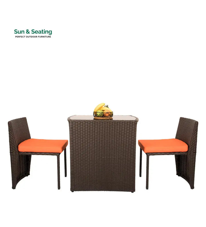 Diski Outdoor Patio Seating Set 2 Chairs and 1 Table Set (Brown) Coffee Table Sets