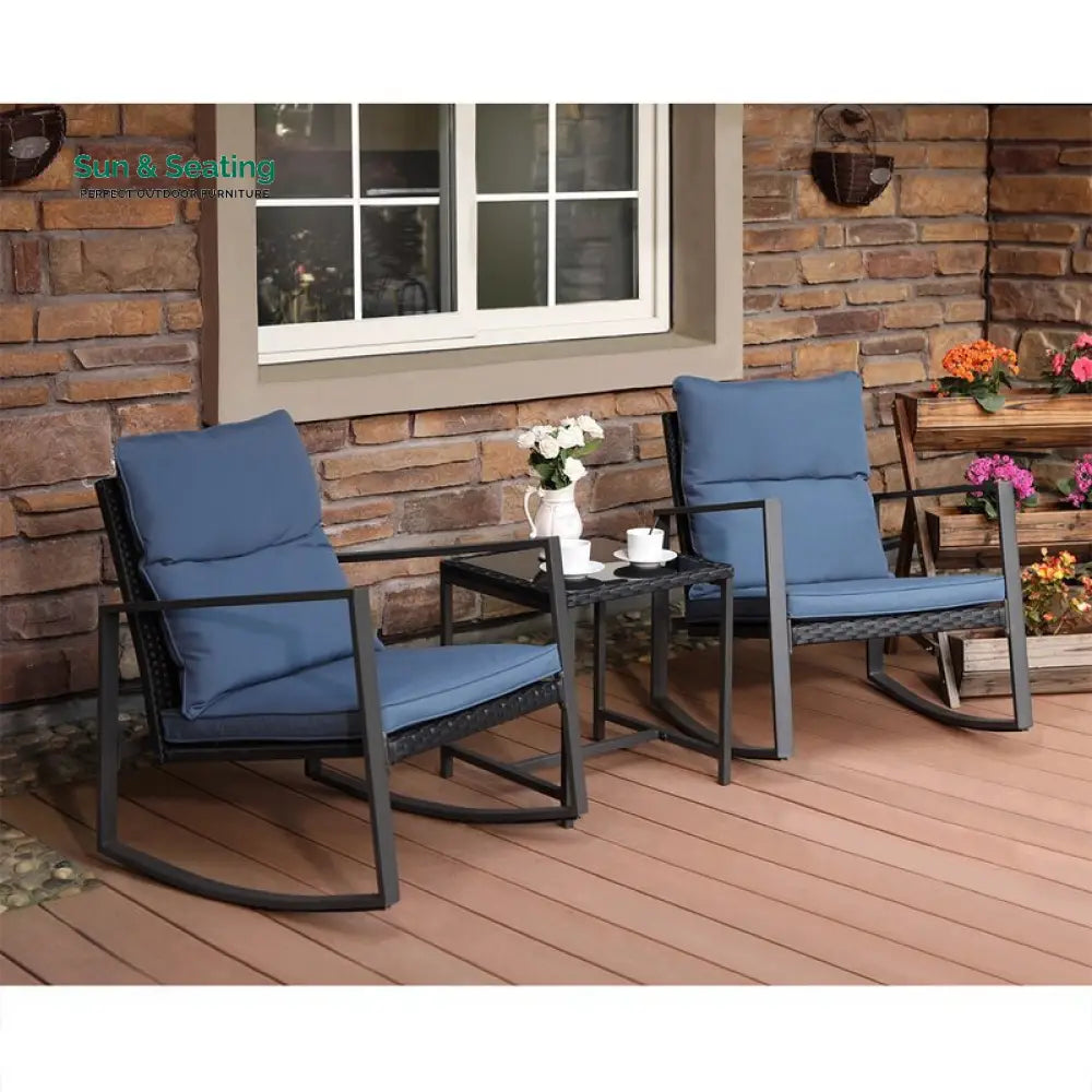 Diu Outdoor Patio Seating Set 2 Chairs and 1 Table Set (Black) Coffee Table Sets