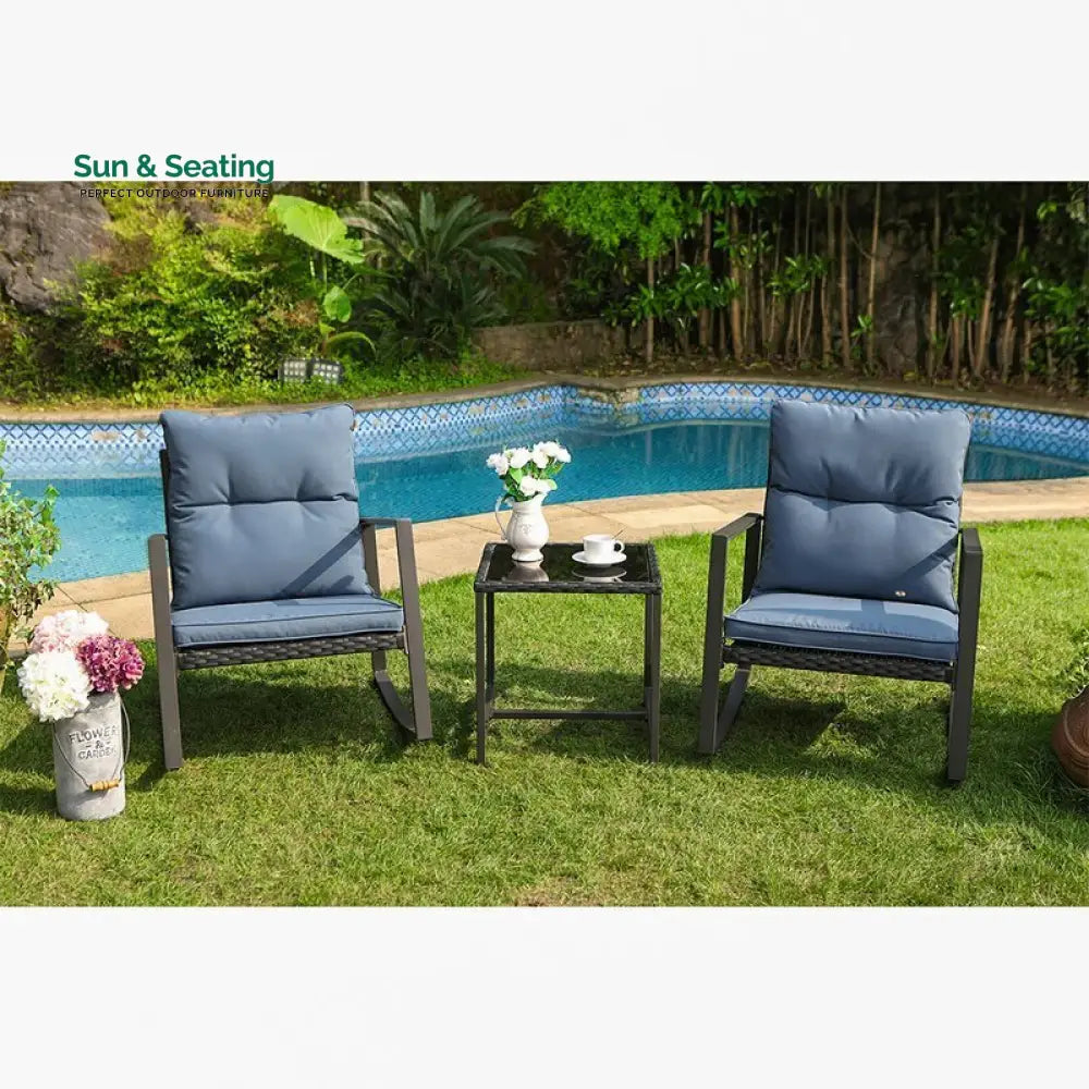 Diu Outdoor Patio Seating Set 2 Chairs and 1 Table Set (Black) Coffee Table Sets