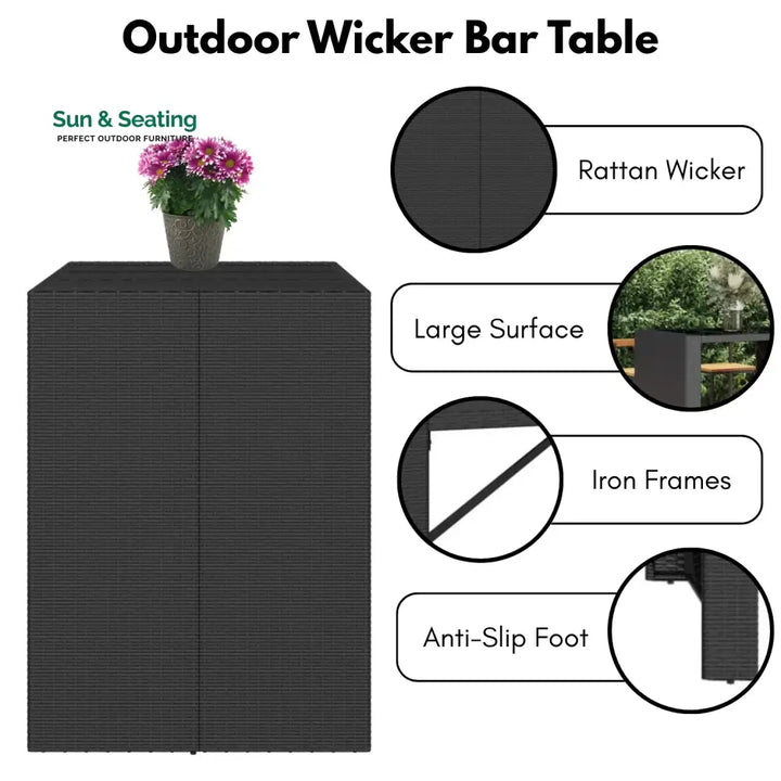 Dominga Outdoor Rattan Wicker Bar Table Bar Table
