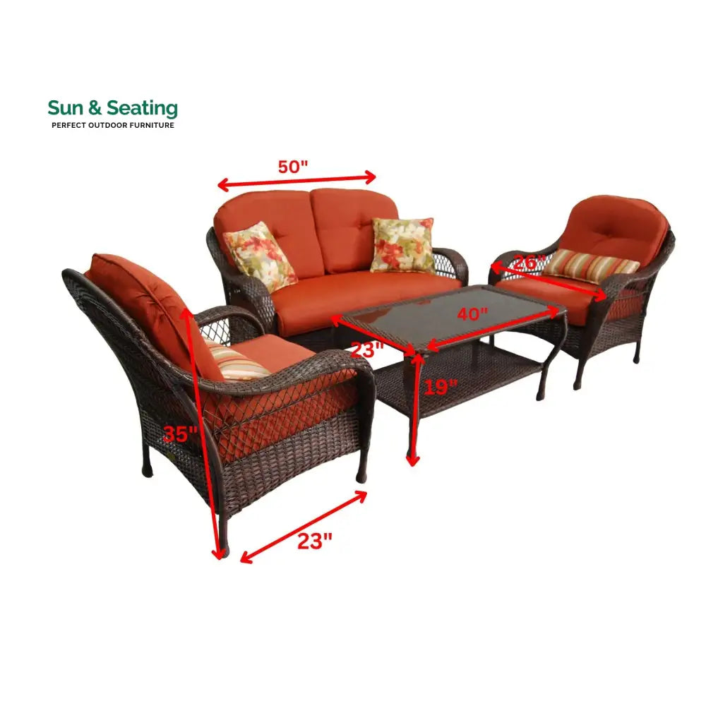 Dona Outdoor Sofa Set 2 Seater 2 Single seater and 1 Center Table (Dark Brown) Sofa Sets