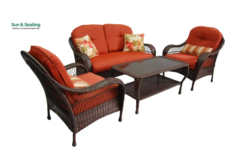 Dona Outdoor Sofa Set 2 Seater 2 Single seater and 1 Center Table (Dark Brown) Sofa Sets