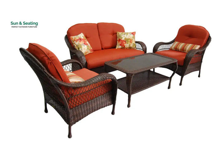Dona Outdoor Sofa Set 2 Seater 2 Single seater and 1 Center Table (Dark Brown) Sofa Sets