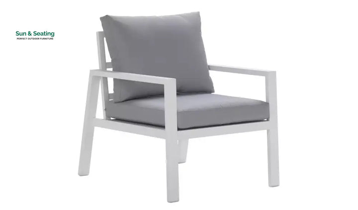 Dona Outdoor Sofa Set 2 Seater 2 Single seater and 1 Center Table (White + Grey) Sofa Sets