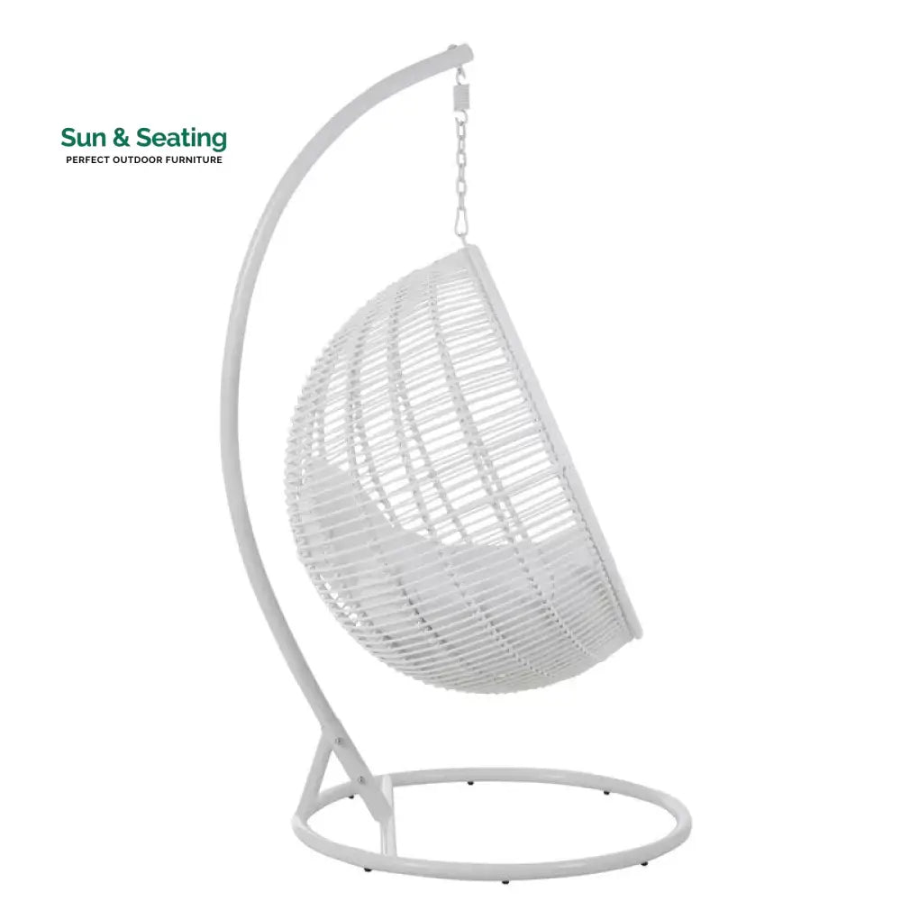 Donato Single Seater Hanging Swing With Stand For Balcony Garden Swing (White) Swings