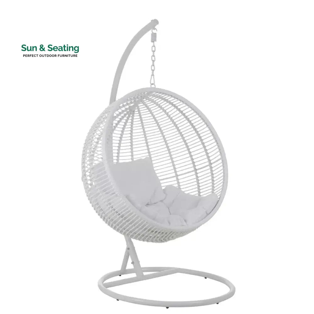 Donato Single Seater Hanging Swing With Stand For Balcony Garden Swing (White) Swings