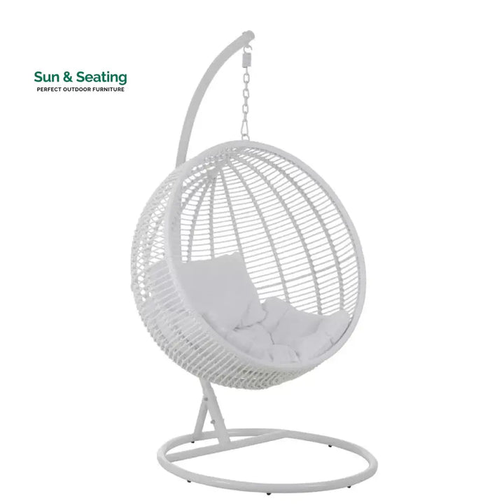 Donato Single Seater Hanging Swing With Stand For Balcony Garden Swing (White) Swings