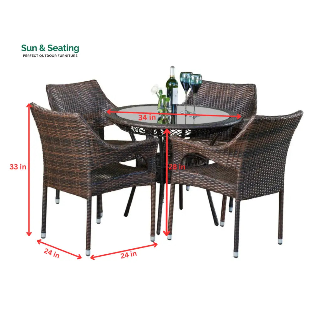 Donini Outdoor Patio Dining Set 4 Chairs and 1 Table (Brown) Dining sets