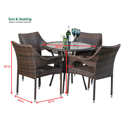 Donini Outdoor Patio Dining Set 4 Chairs and 1 Table (Brown) Dining sets