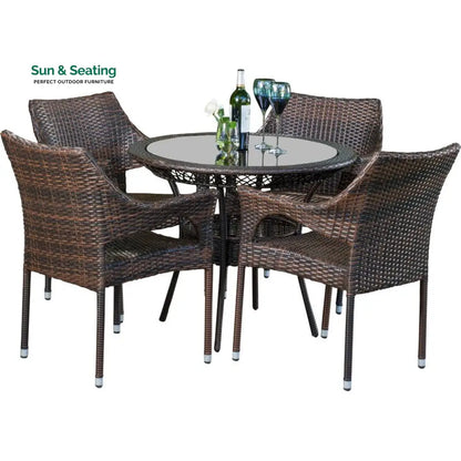 Donini Outdoor Patio Dining Set 4 Chairs and 1 Table (Brown) Dining sets