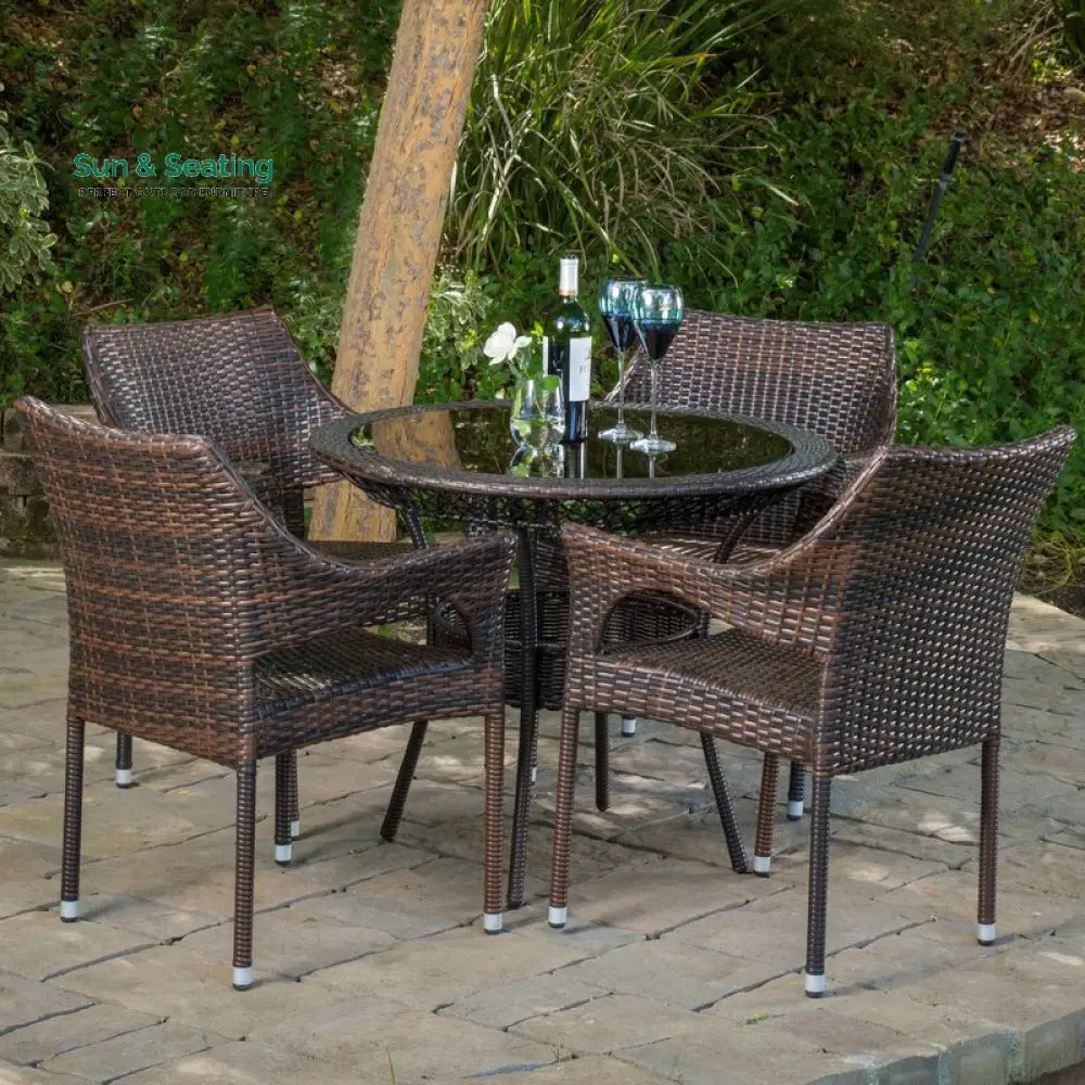 Donini Outdoor Patio Dining Set 4 Chairs and 1 Table (Brown) Dining sets