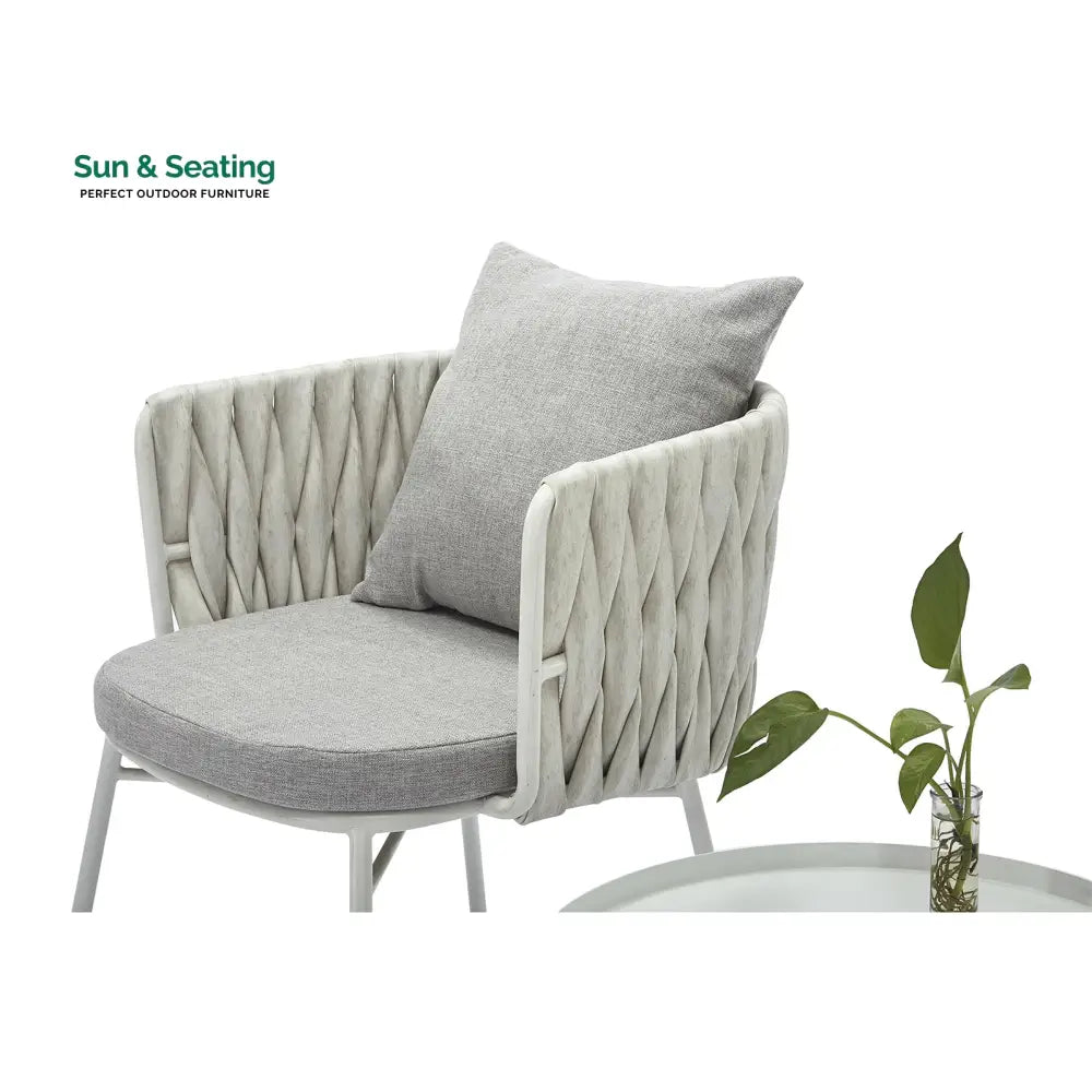Dora Outdoor Patio Seating Set 2 Chairs and 1 Table Set (Grey) Braided &amp; Rope Coffee Table Sets