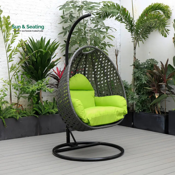 Doriano Single Seater Hanging Swing With Stand For Balcony Garden (Drak Grey) Light Green Swings