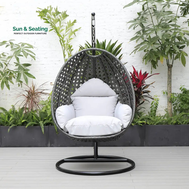 Doriano Single Seater Hanging Swing With Stand For Balcony Garden (Drak Grey) Swings