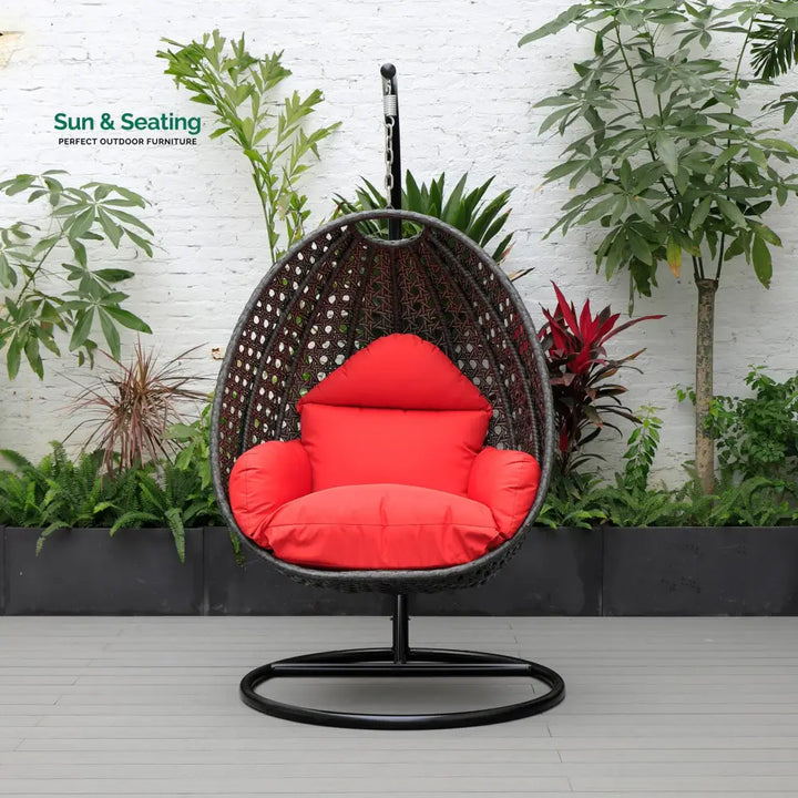 Doriano Single Seater Hanging Swing With Stand For Balcony Garden (Drak Grey) Swings