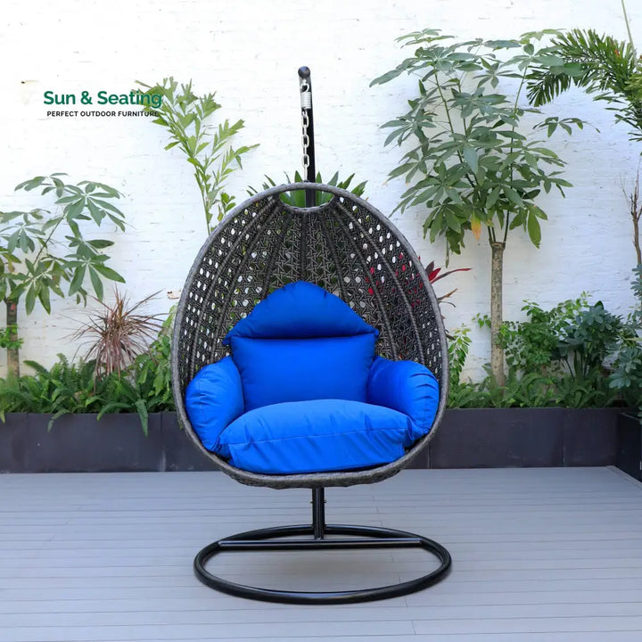 Doriano Single Seater Hanging Swing With Stand For Balcony Garden (Drak Grey) Swings