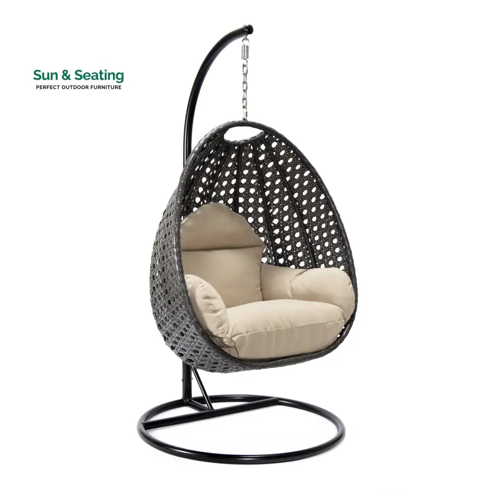 Doriano Single Seater Hanging Swing With Stand For Balcony Garden (Drak Grey) Swings