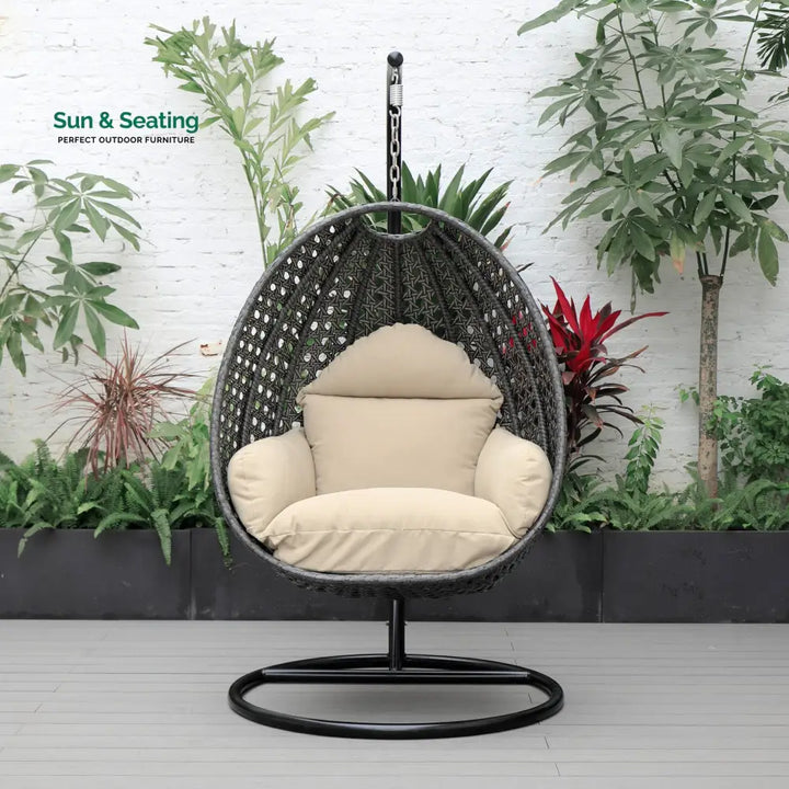 Doriano Single Seater Hanging Swing With Stand For Balcony Garden (Drak Grey) Swings
