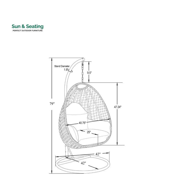 Doriano Single Seater Hanging Swing With Stand For Balcony Garden (Drak Grey) Swings