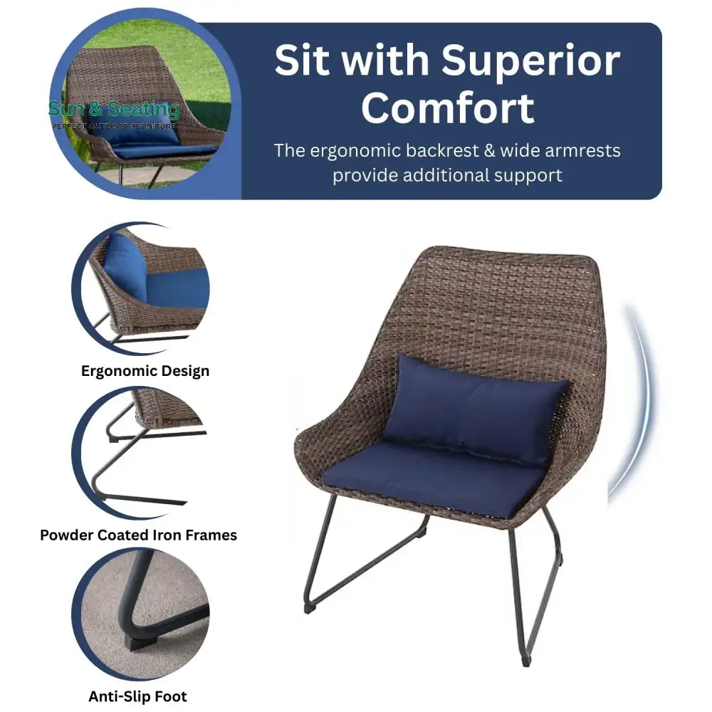 Dorothea Outdoor Rattan Wicker 3-Piece Patio Set Patio Set