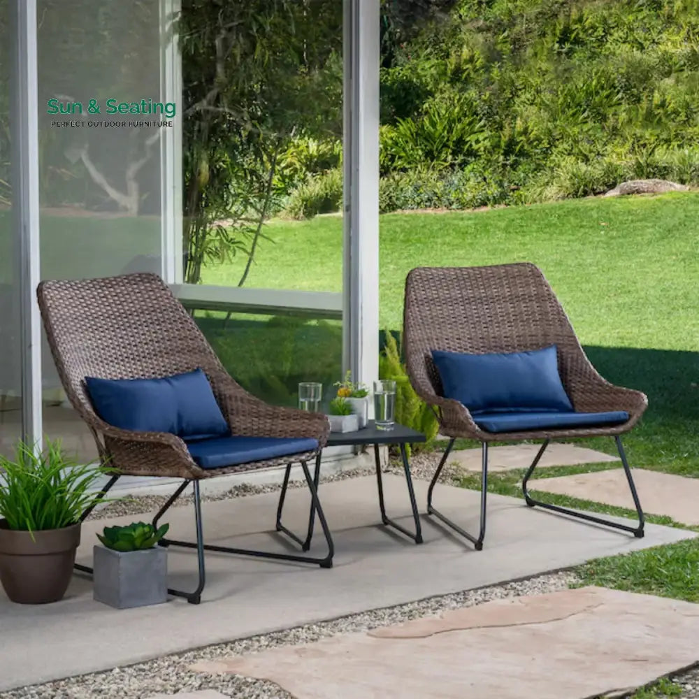 Dorothea Outdoor Rattan Wicker 3-Piece Patio Set Patio Set
