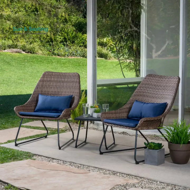 Dorothea Outdoor Rattan Wicker 3-Piece Patio Set Patio Set