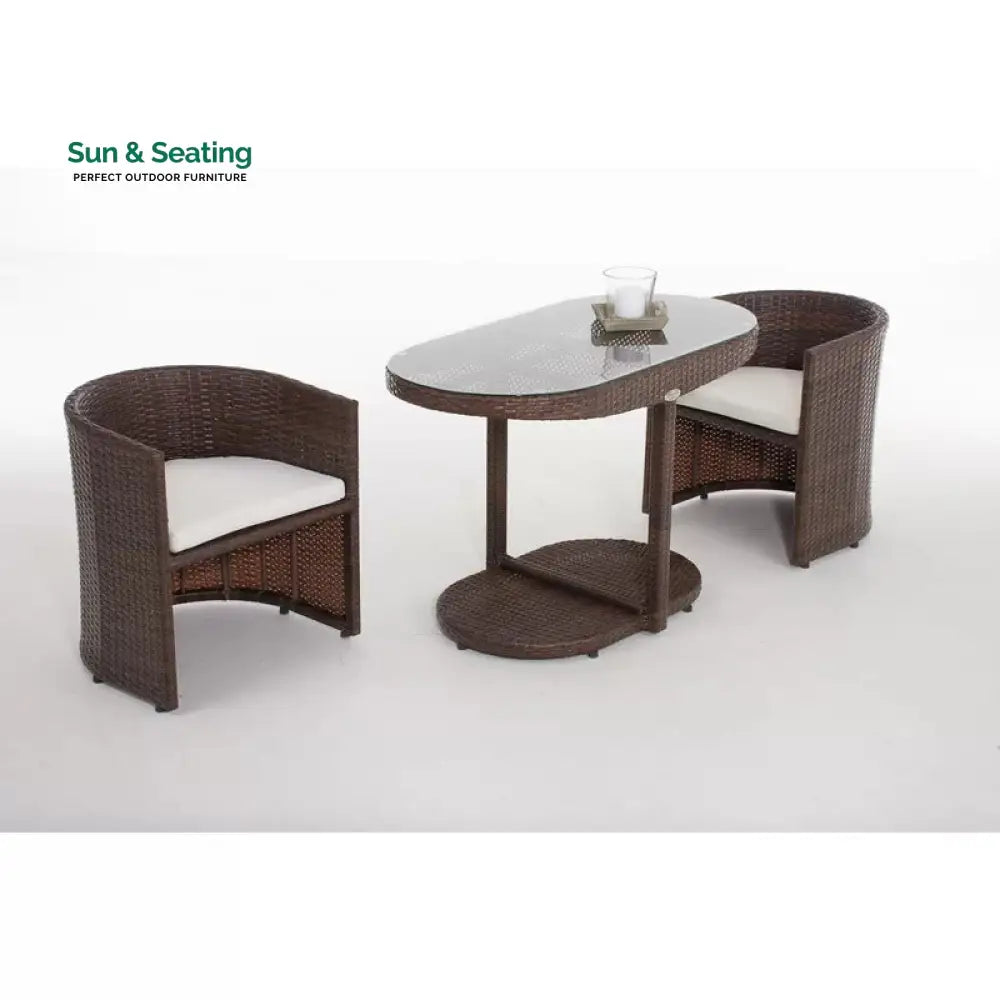 Dotcal Outdoor Patio Seating Set 2 Chairs and 1 Table Set (Brown) Coffee Table Sets