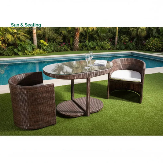 Dotcal Outdoor Patio Seating Set 2 Chairs and 1 Table Set (Brown) Brown Coffee Table Sets