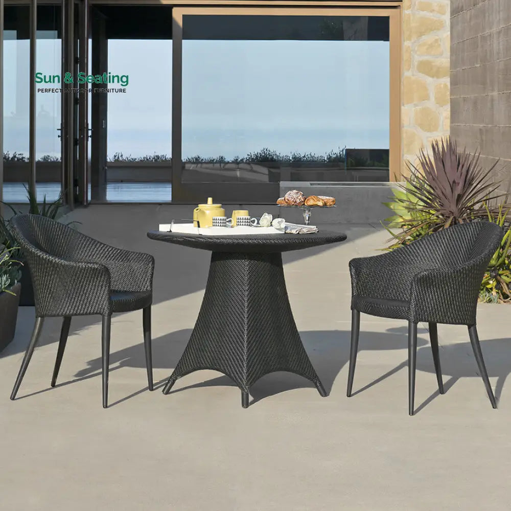 Doyle Outdoor Patio Seating Set 2 Chairs and 1 Table Set (Black) Coffee Table Sets