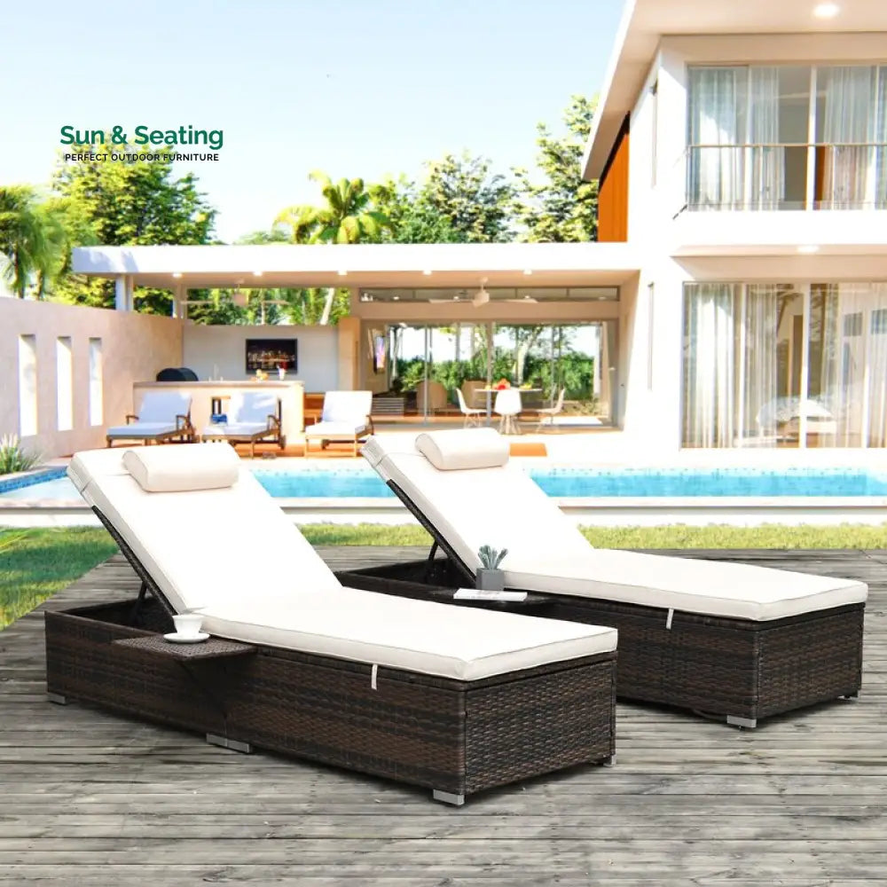 Drift Outdoor Swimming Poolside Lounger Set of 2 (Brown) Loungers