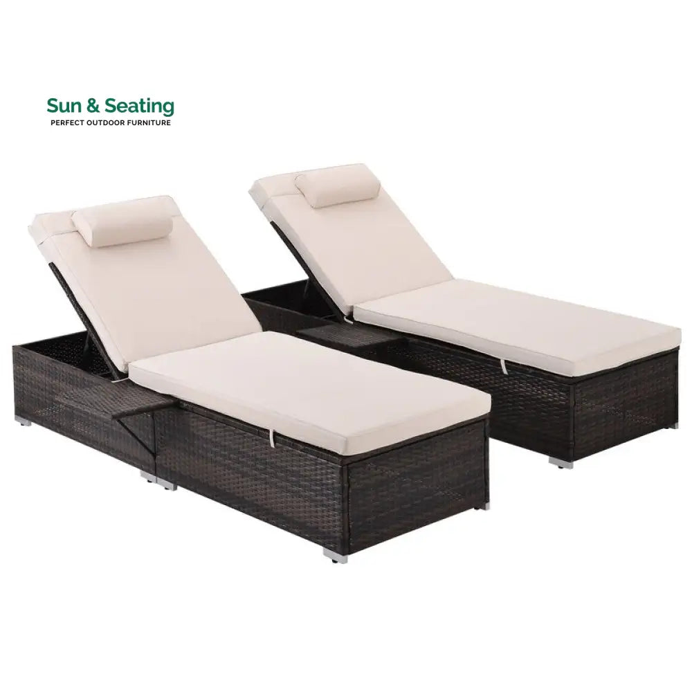 Drift Outdoor Swimming Poolside Lounger Set of 2 (Brown) Loungers