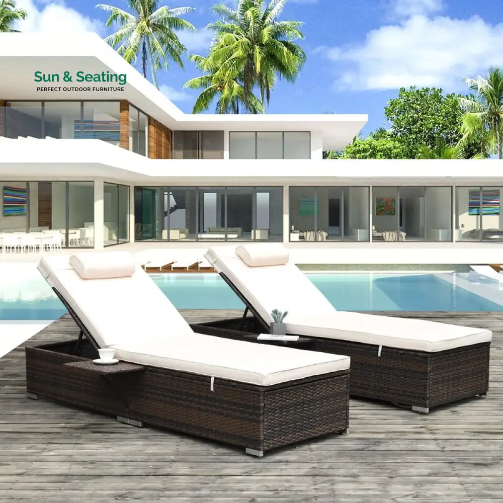 Drift Outdoor Swimming Poolside Lounger Set of 2 (Brown) Loungers
