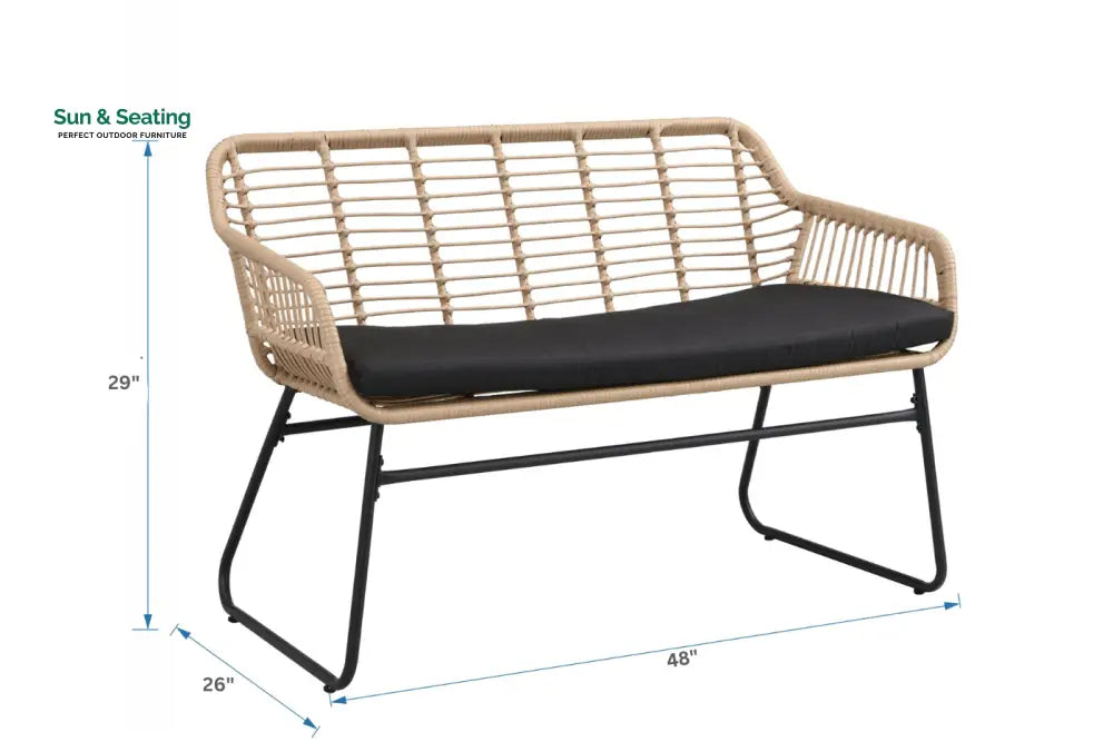 Drinus Outdoor Garden Balcony Sofa Set 2 Seater 2 Single seater and 1 Center Table Set (Black + Tan) Sofa Sets
