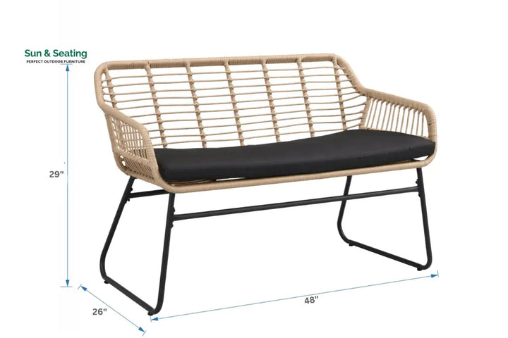 Drinus Outdoor Garden Balcony Sofa Set 2 Seater 2 Single seater and 1 Center Table Set (Black + Tan) Sofa Sets