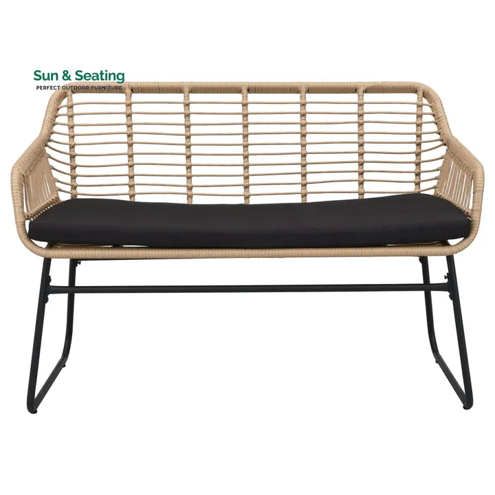 Drinus Outdoor Garden Balcony Sofa Set 2 Seater 2 Single seater and 1 Center Table Set (Black + Tan) Sofa Sets