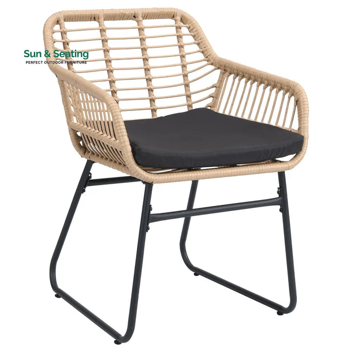 Drinus Outdoor Garden Balcony Sofa Set 2 Seater 2 Single seater and 1 Center Table Set (Black + Tan) Sofa Sets